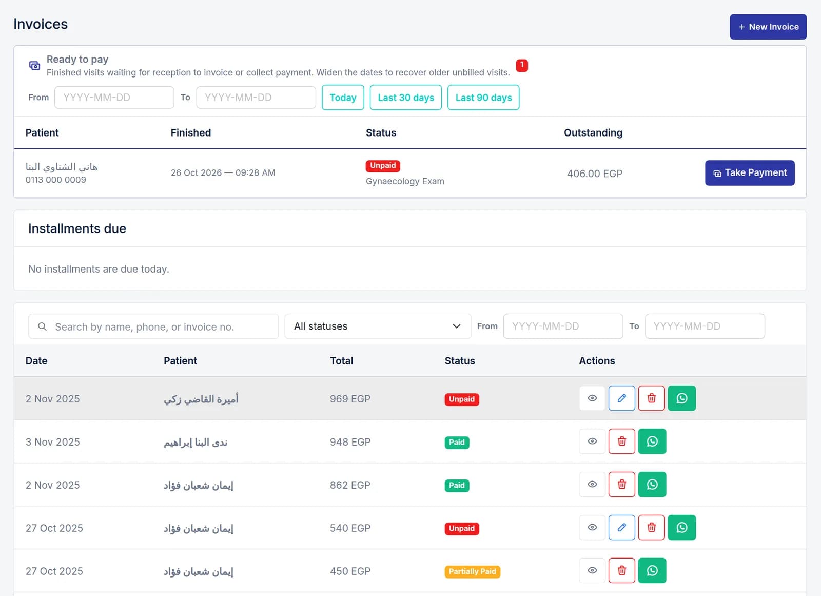Invoices & installments